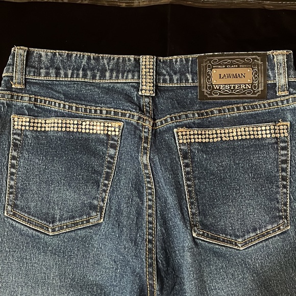 Lawman western Slim Fit Boot Cut Jean rhinestones on pockets & belt loops Size 5 - Picture 2 of 5
